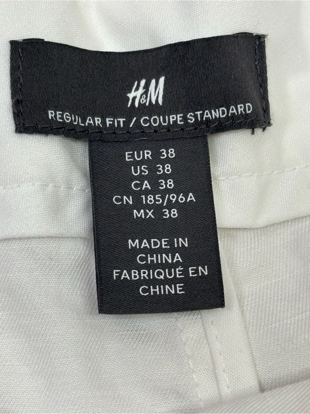 H&M Men’s Regular Fit White Cuffed Trousers Pants Size 38 Pleated 39x28” Slacks